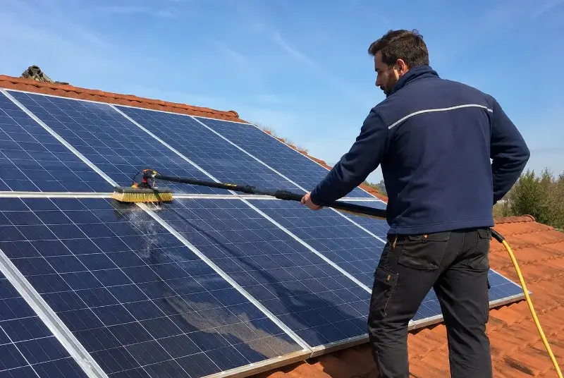 Nettoyage et entretien de panneaux solaires à la Terrasse